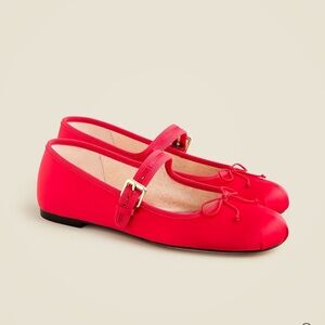 J. Crew Red Logan Satin Mary Jane Ballet Flats- Size 9 NEW